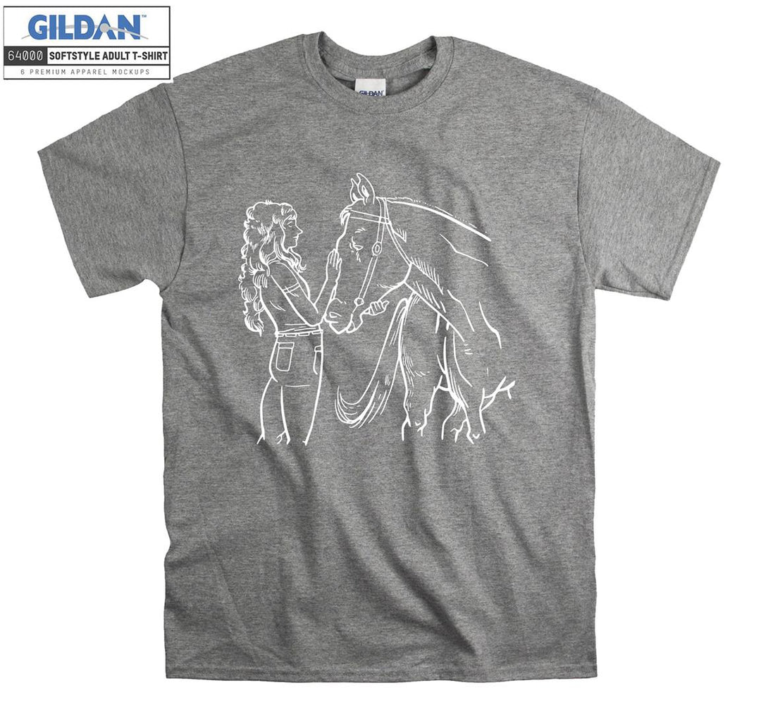 Girl with a horse figure T-shirt