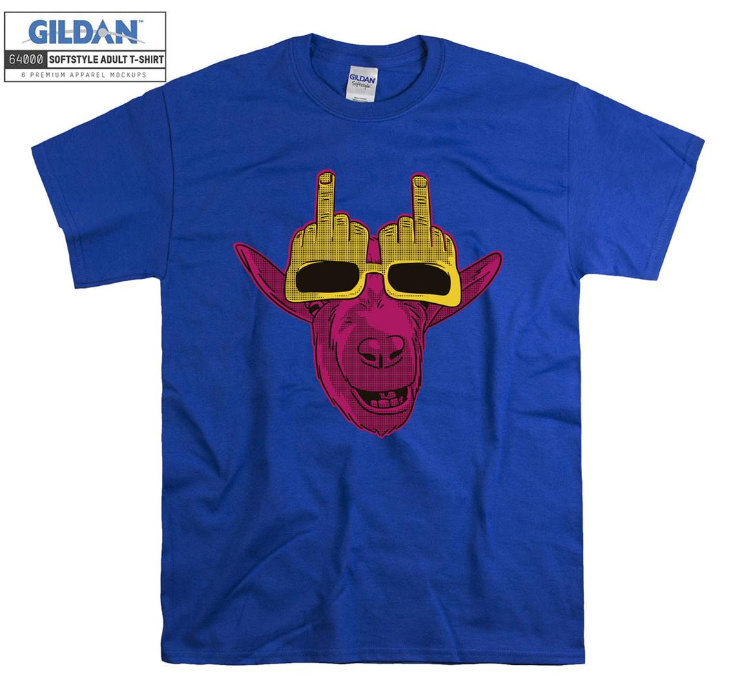 Smiling Goat Wearing Middle Finger Goggles T-shirt