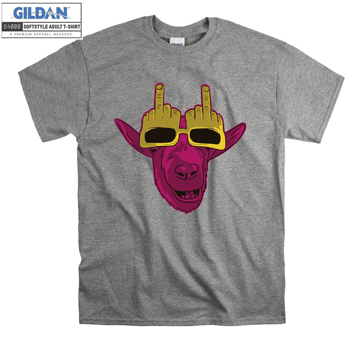 Smiling Goat Wearing Middle Finger Goggles T-shirt