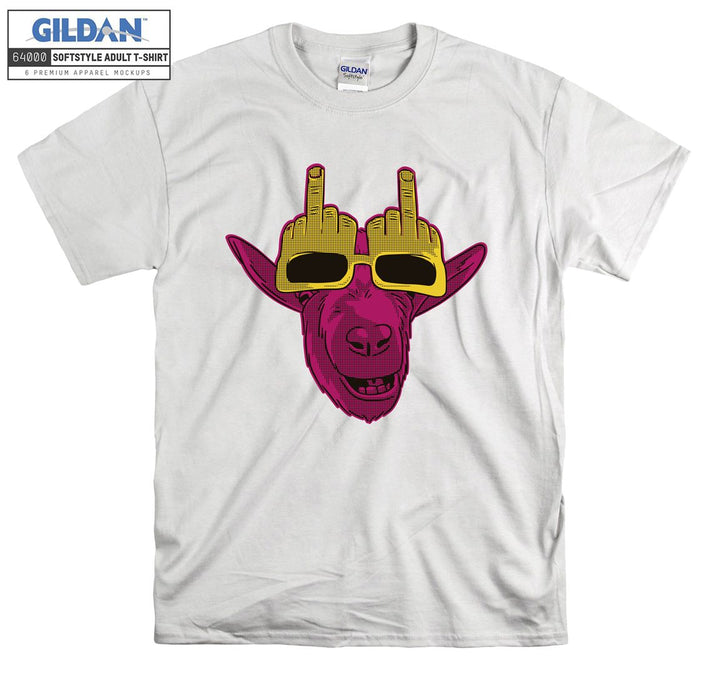 Smiling Goat Wearing Middle Finger Goggles T-shirt