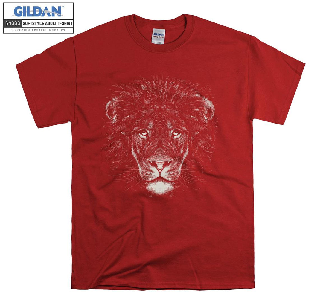 Serious Lion Looking Ahead Black Theme T-shirt