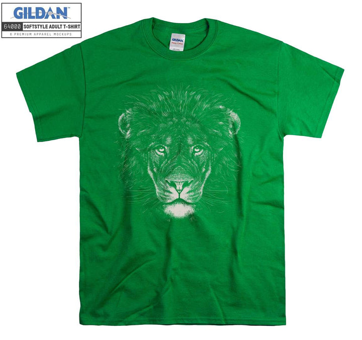 Serious Lion Looking Ahead Black Theme T-shirt