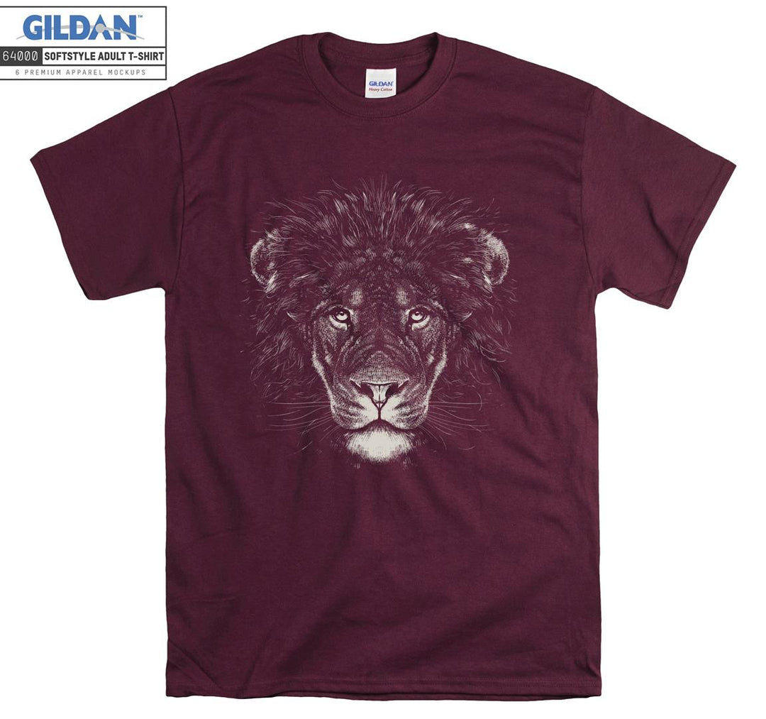 Serious Lion Looking Ahead Black Theme T-shirt