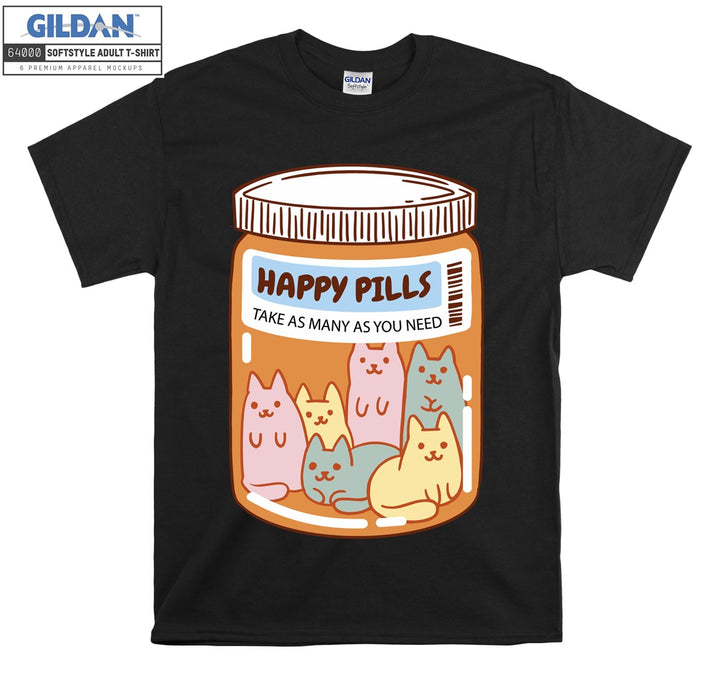 Happy Pills Take As Many You Need Cat T-shirt