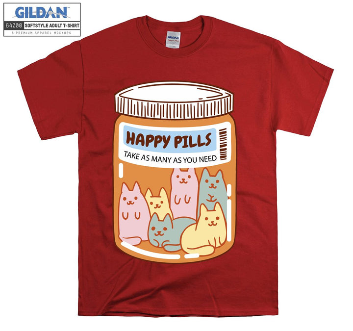 Happy Pills Take As Many You Need Cat T-shirt