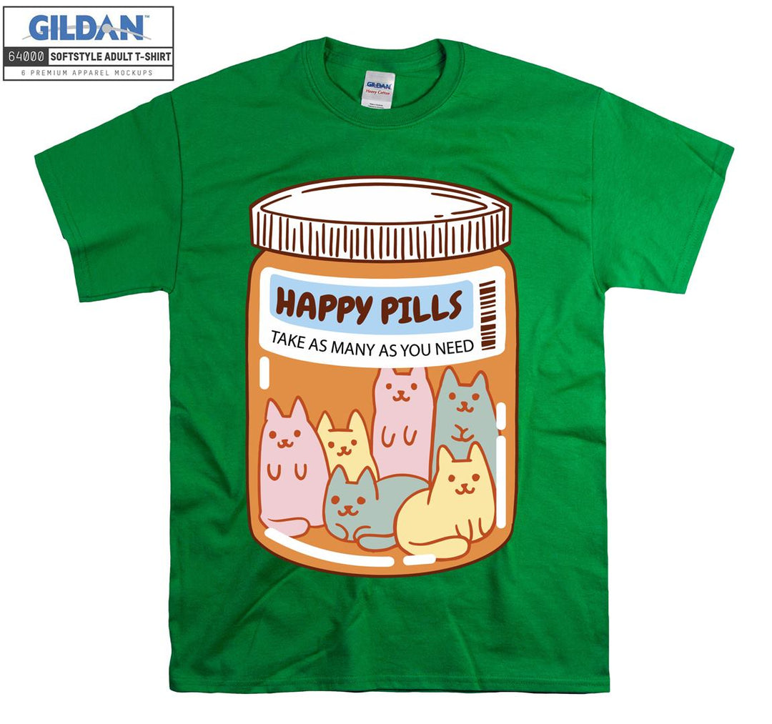 Happy Pills Take As Many You Need Cat T-shirt