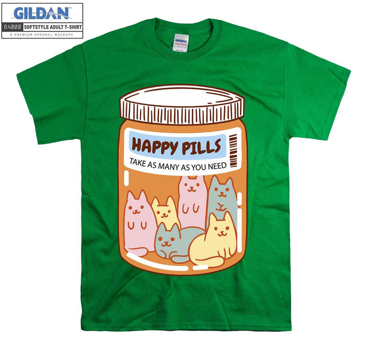 Happy Pills Take As Many You Need Cat T-shirt