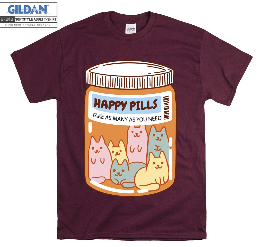 Happy Pills Take As Many You Need Cat T-shirt