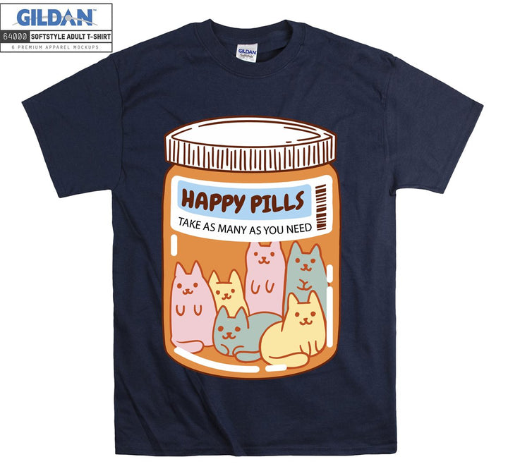 Happy Pills Take As Many You Need Cat T-shirt