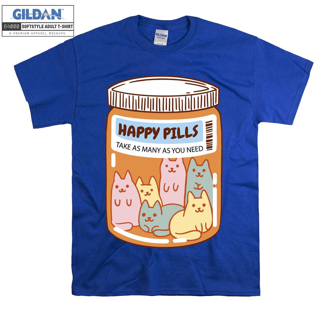 Happy Pills Take As Many You Need Cat T-shirt