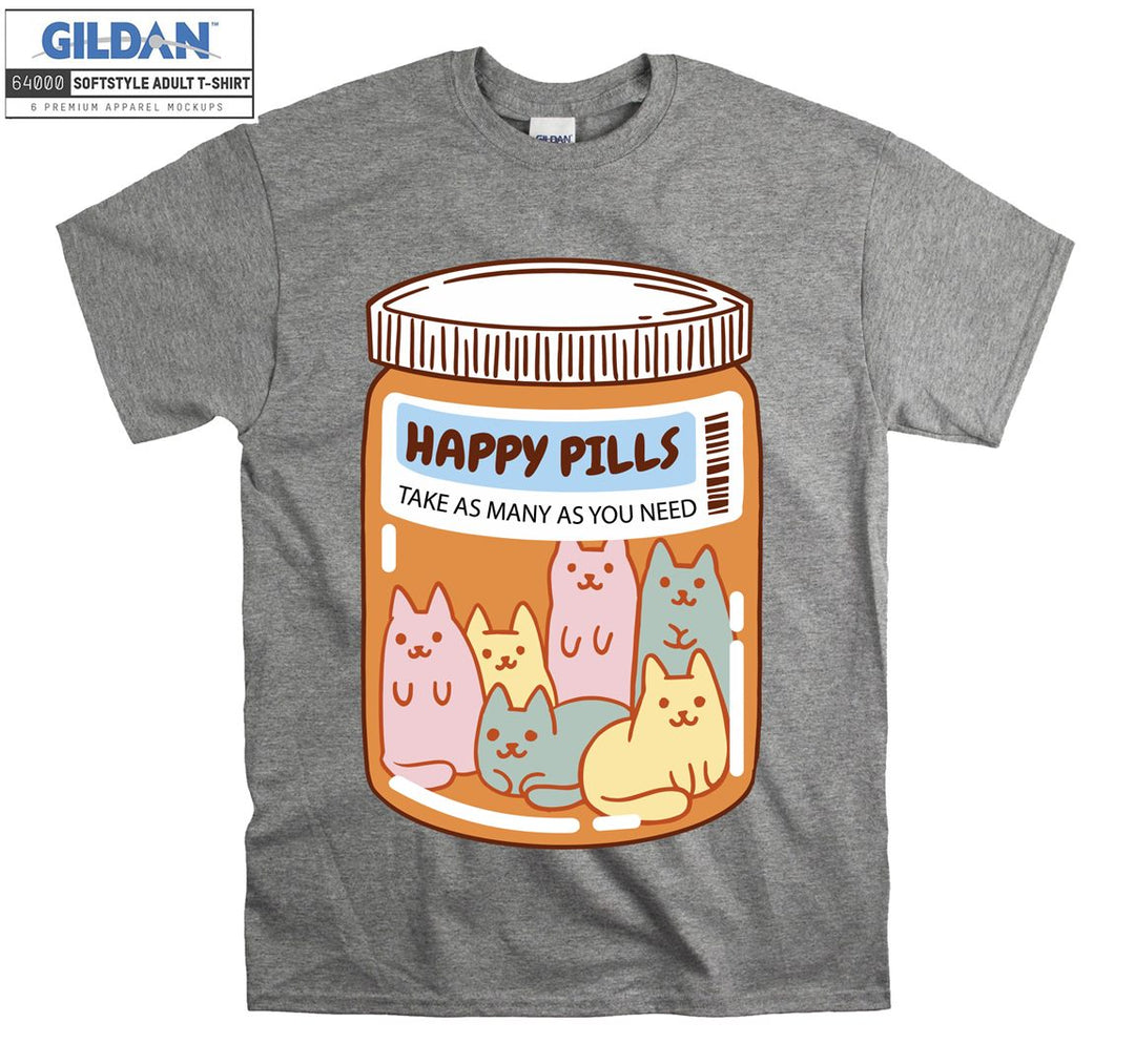Happy Pills Take As Many You Need Cat T-shirt