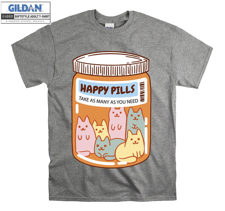 Happy Pills Take As Many You Need Cat T-shirt
