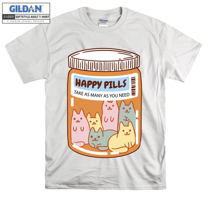 Happy Pills Take As Many You Need Cat T-shirt