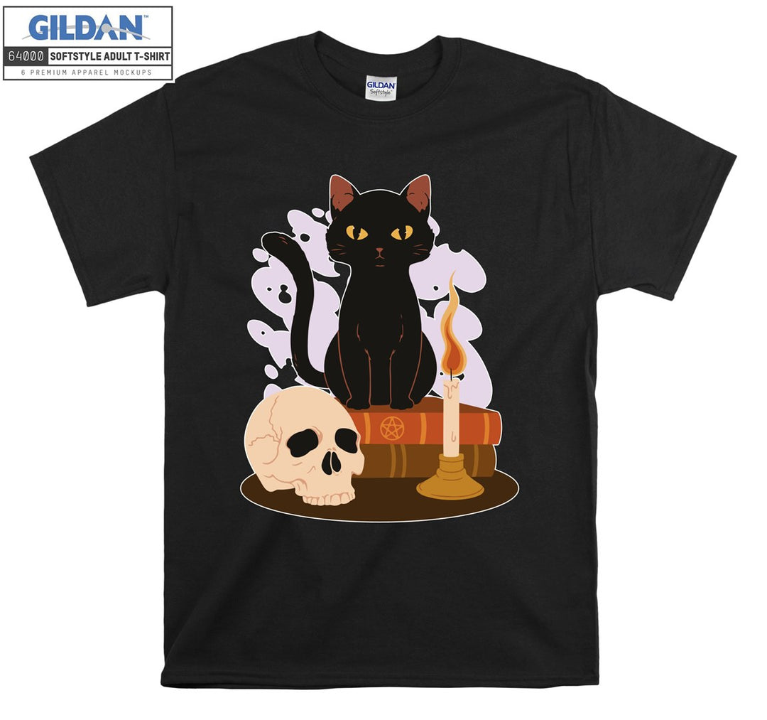 Skull And Black Cat Horror T-shirt