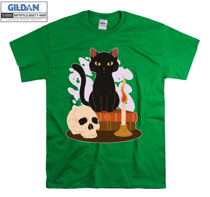 Skull And Black Cat Horror T-shirt