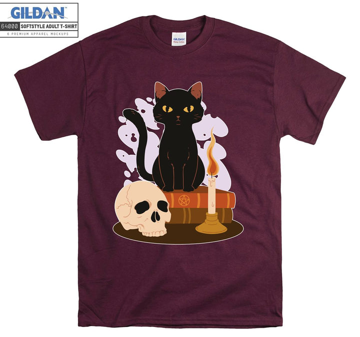 Skull And Black Cat Horror T-shirt