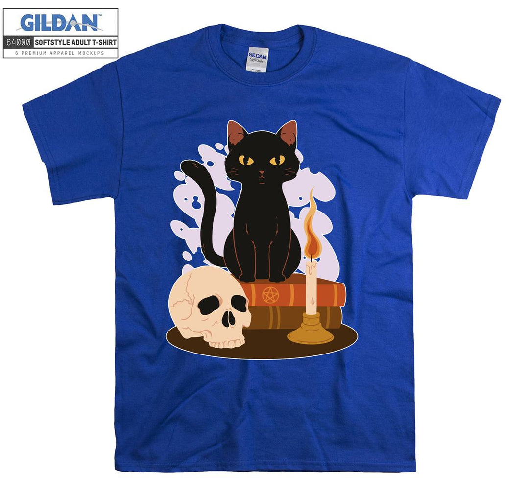 Skull And Black Cat Horror T-shirt