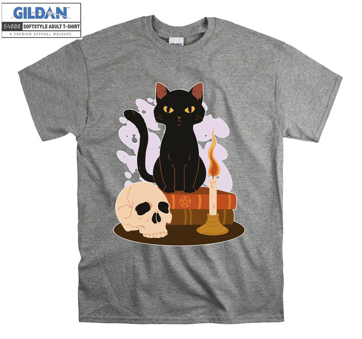 Skull And Black Cat Horror T-shirt