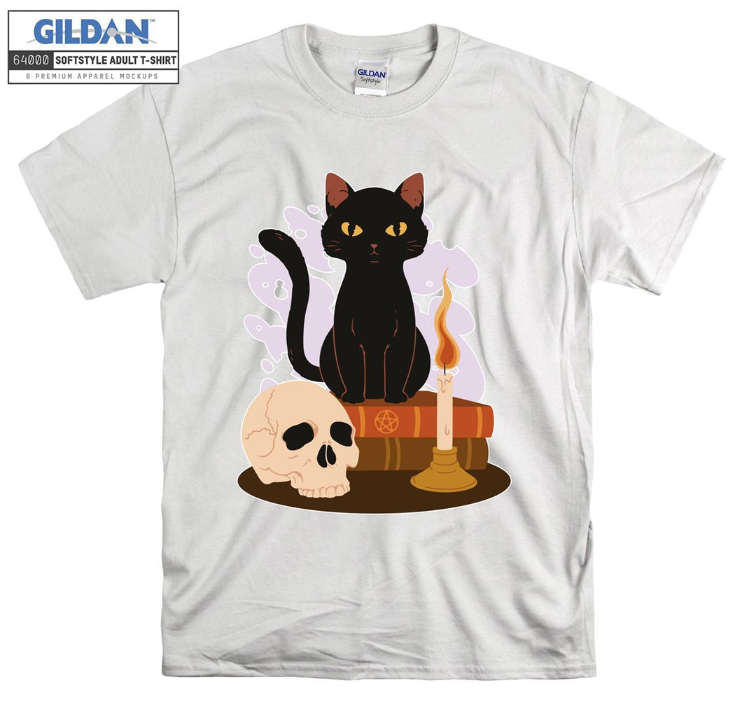 Skull And Black Cat Horror T-shirt