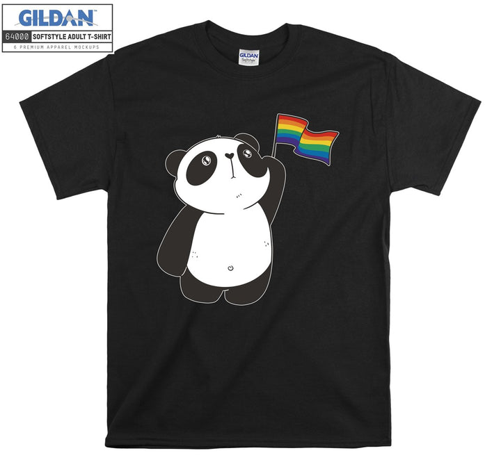 Lgbt cartoon animal figure with lgbt flag T-shirt