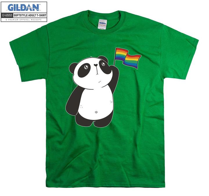 Lgbt cartoon animal figure with lgbt flag T-shirt