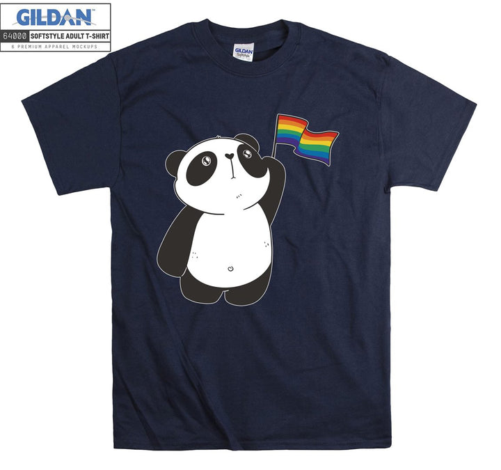 Lgbt cartoon animal figure with lgbt flag T-shirt