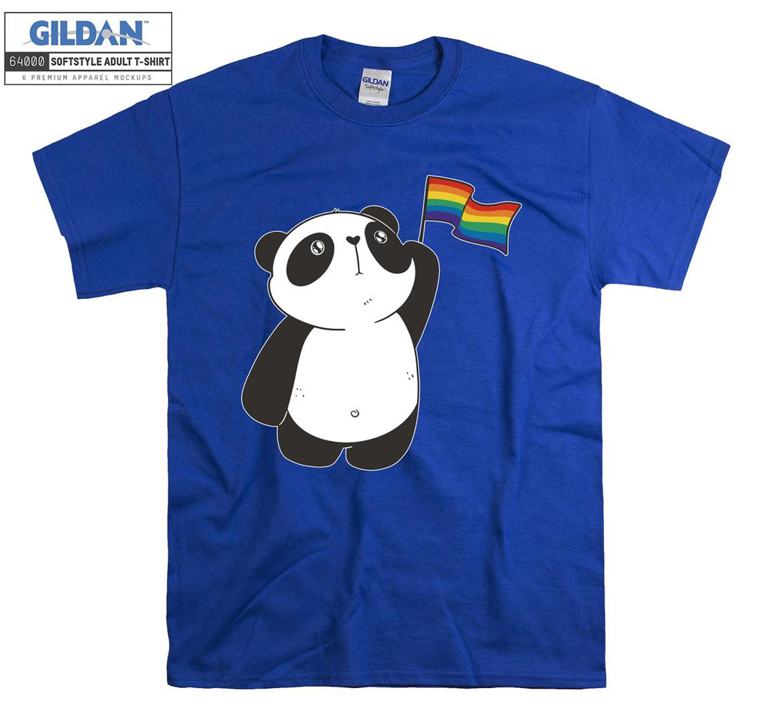 Lgbt cartoon animal figure with lgbt flag T-shirt