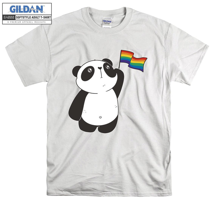 Lgbt cartoon animal figure with lgbt flag T-shirt