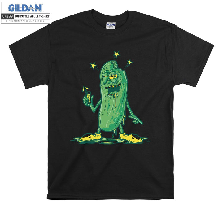 Funny cartoon green bacterium figure T-shirt