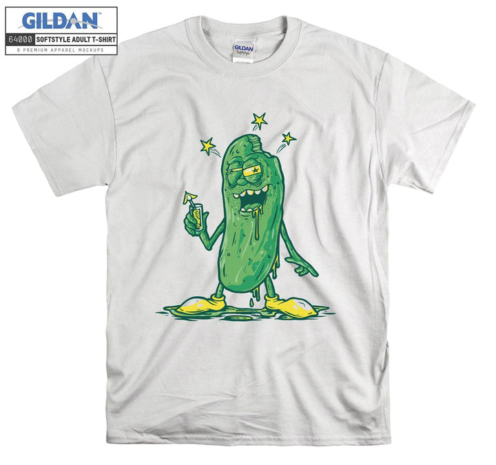 Funny cartoon green bacterium figure T-shirt