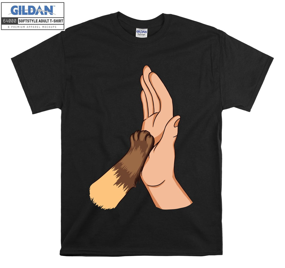 Cat And Human Hand T-shirt