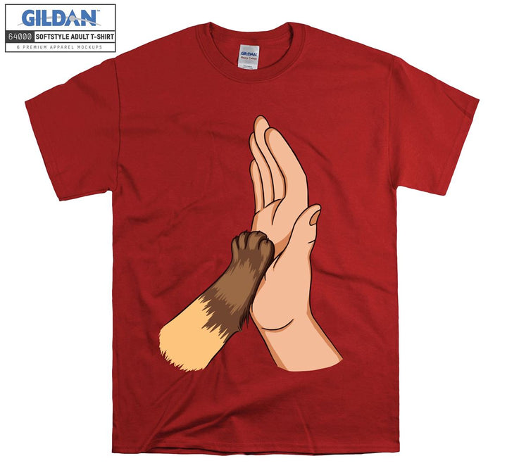 Cat And Human Hand T-shirt