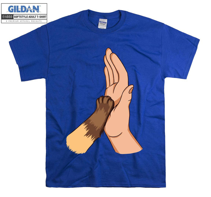 Cat And Human Hand T-shirt