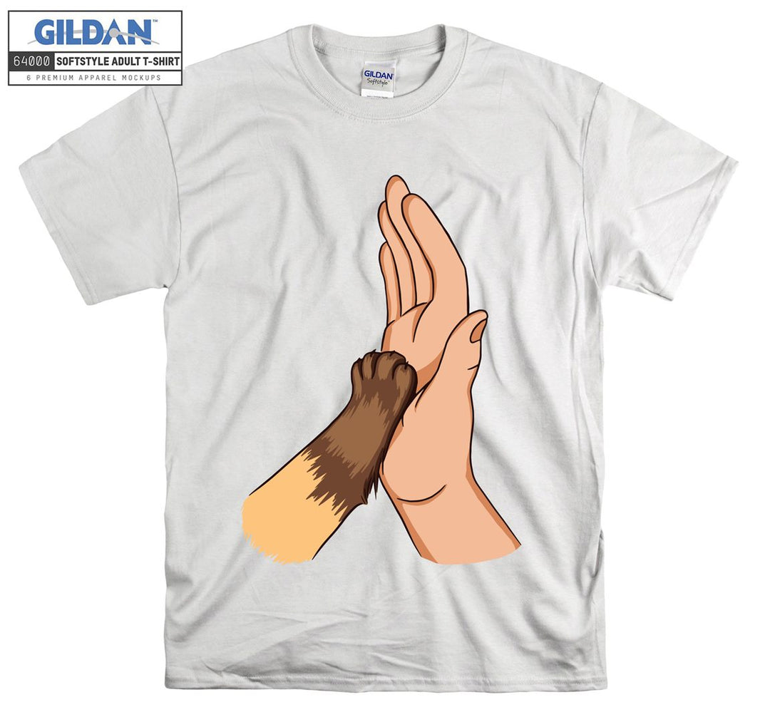 Cat And Human Hand T-shirt