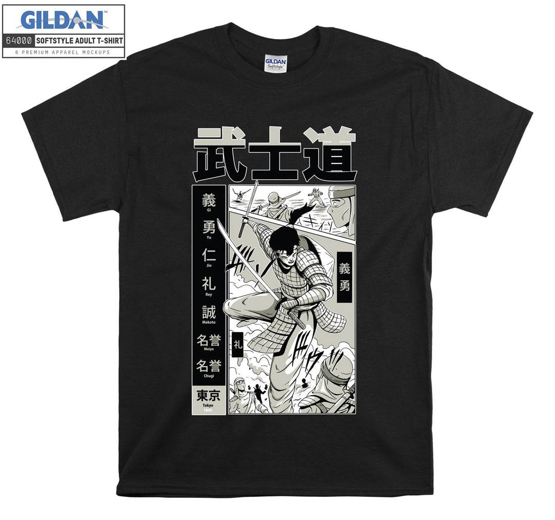 Anime Samurai Character Figure T-shirt