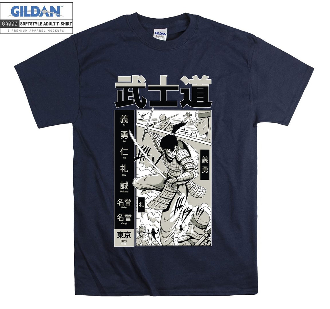 Anime Samurai Character Figure T-shirt