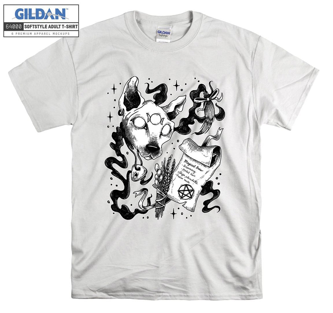 Horror skeleton magical note figure T-shirt