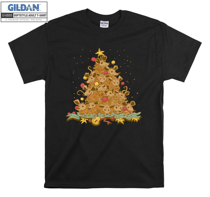 Christmas animal tree figure T-shirt