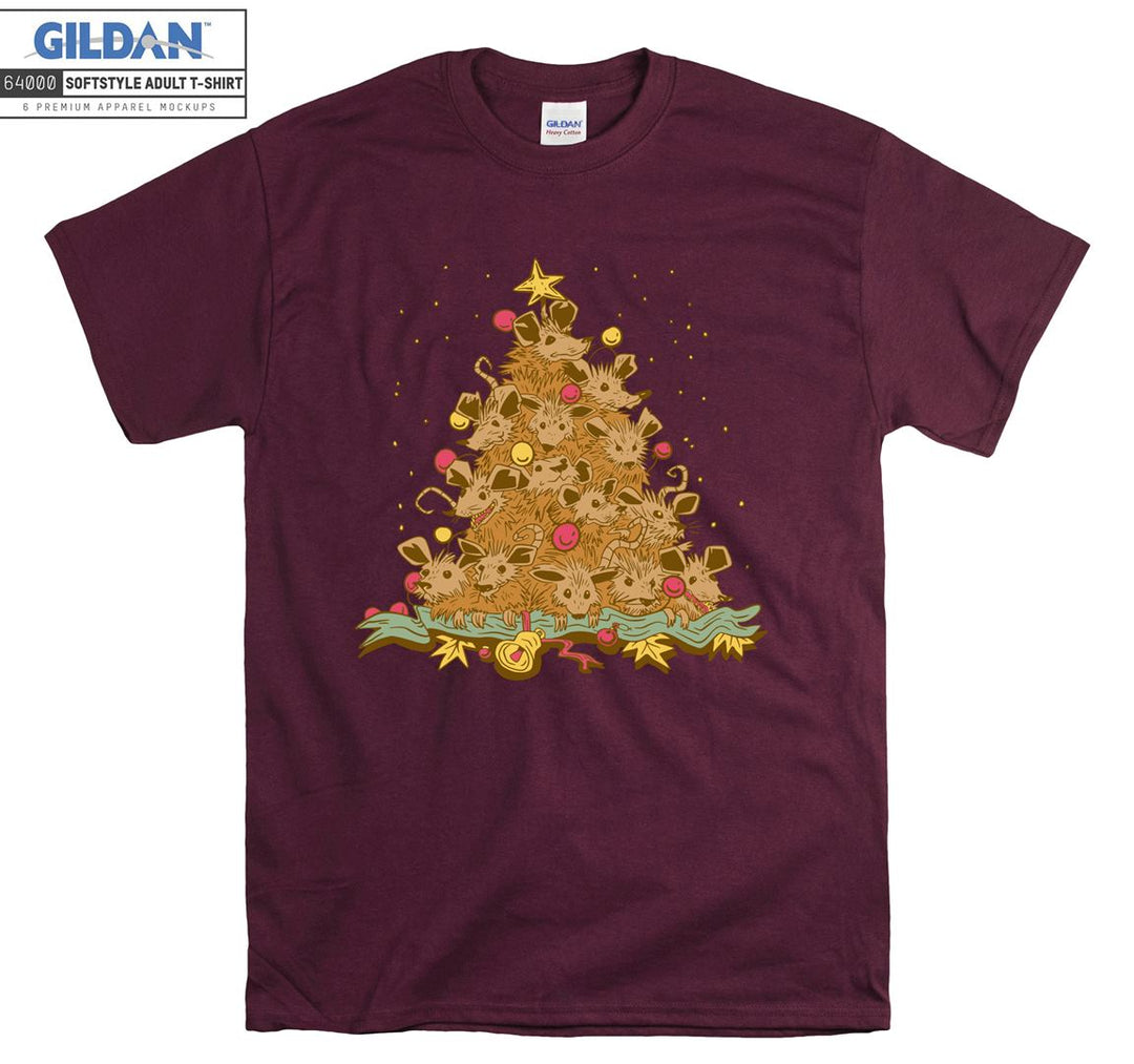 Christmas animal tree figure T-shirt