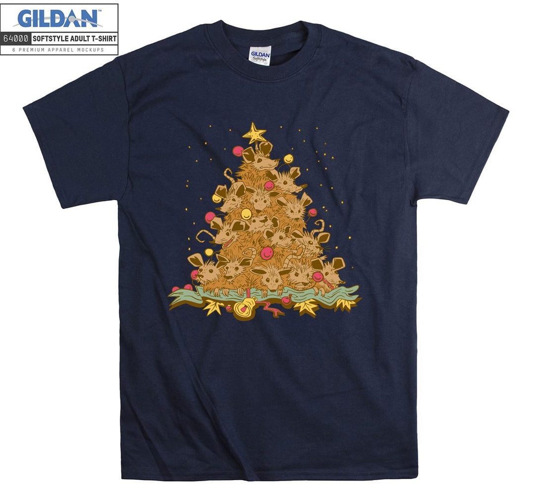 Christmas animal tree figure T-shirt