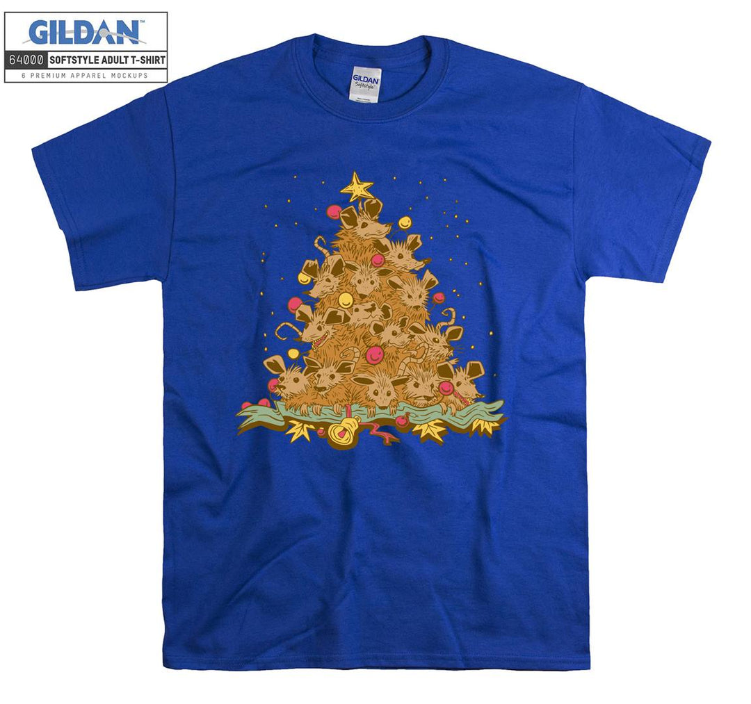 Christmas animal tree figure T-shirt