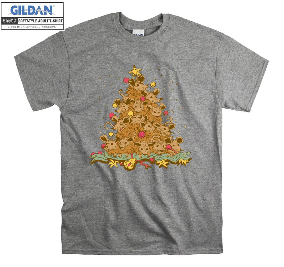 Christmas animal tree figure T-shirt