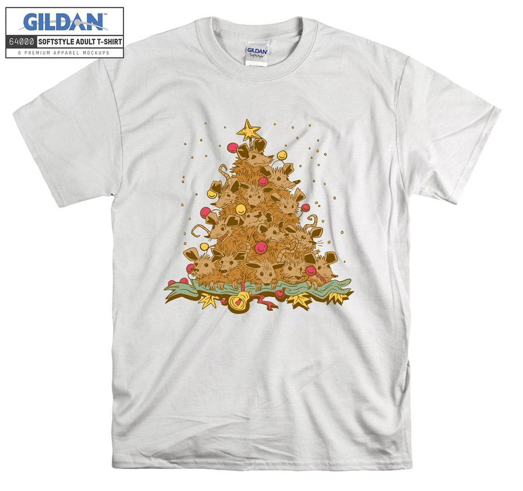 Christmas animal tree figure T-shirt