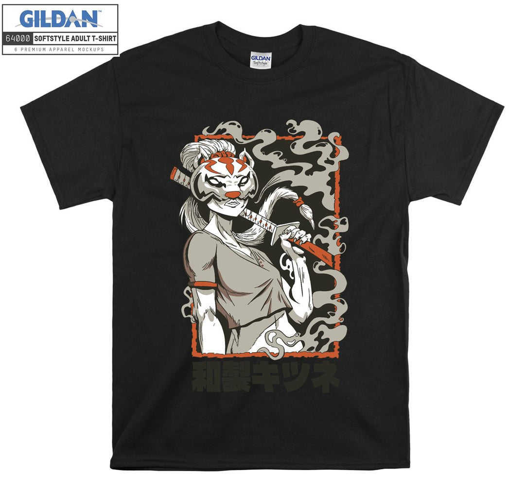 Samurai with a fox mask T-shirt