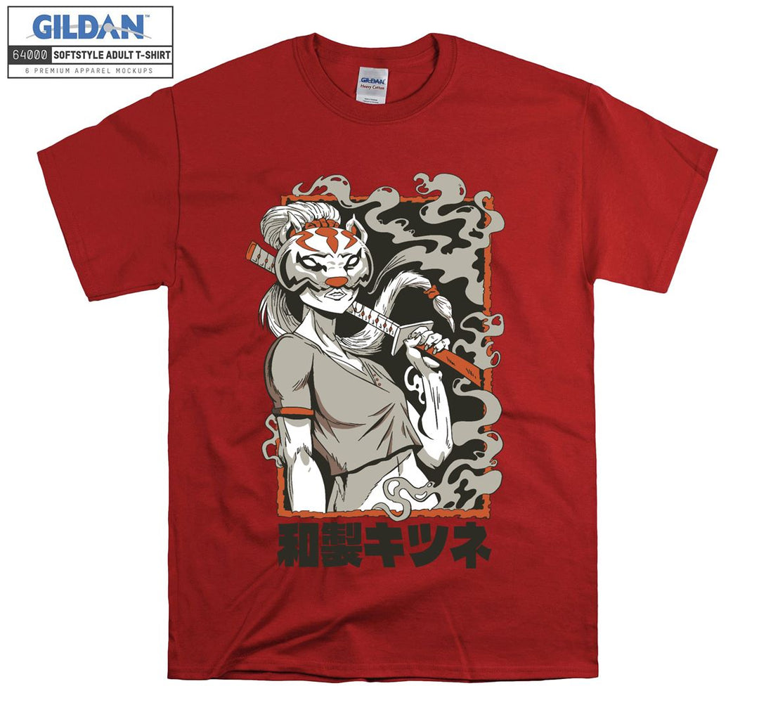 Samurai with a fox mask T-shirt