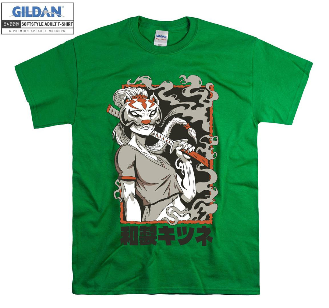 Samurai with a fox mask T-shirt