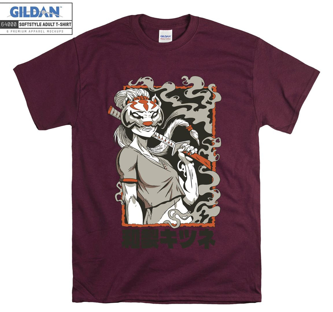 Samurai with a fox mask T-shirt