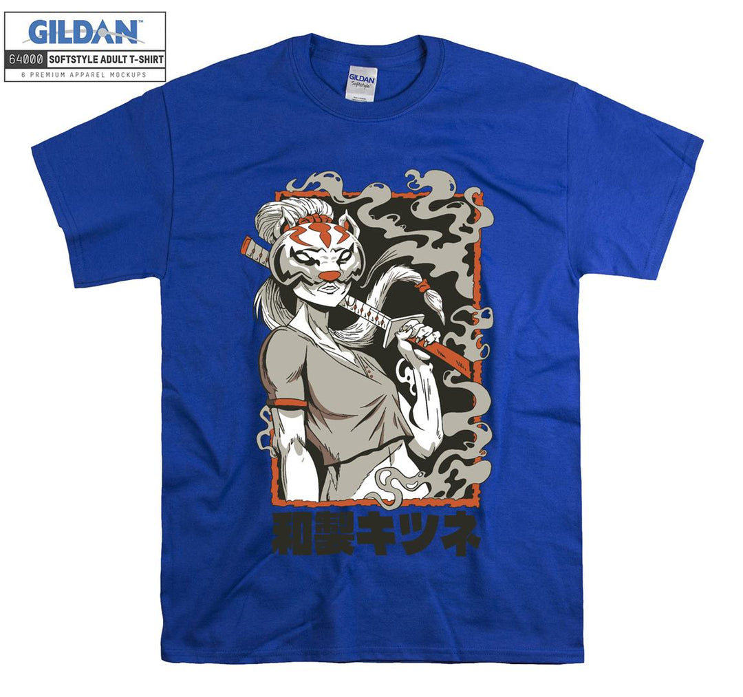 Samurai with a fox mask T-shirt