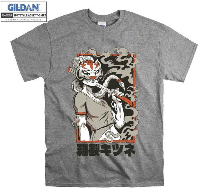 Samurai with a fox mask T-shirt