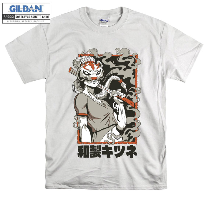 Samurai with a fox mask T-shirt